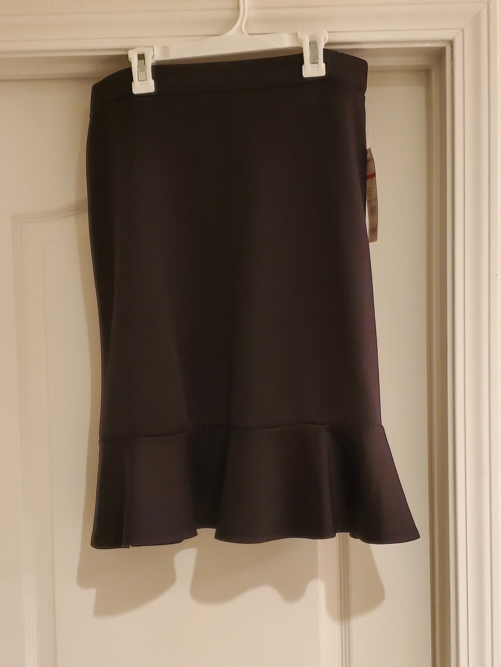 NWT Women's NY Collection Black Midi Skirt with Flounced Hem